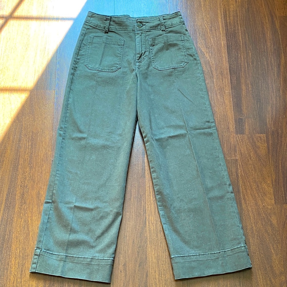 Women's Olive Wide-Leg Pants - Picture 2 of 6